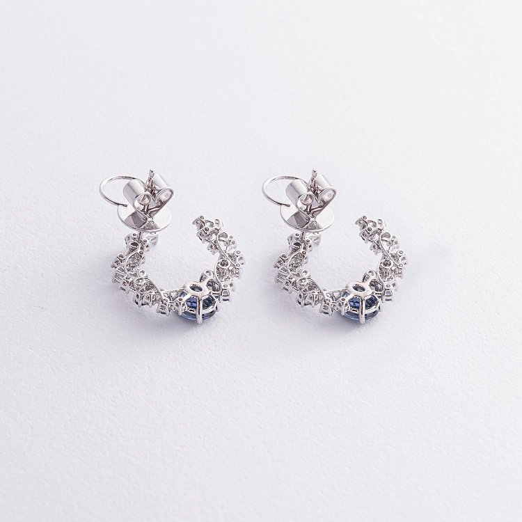 Золотые серьги "Саманта" с бриллиантами и сапфирами сб0568nl от ювелирного магазина Оникс - 2