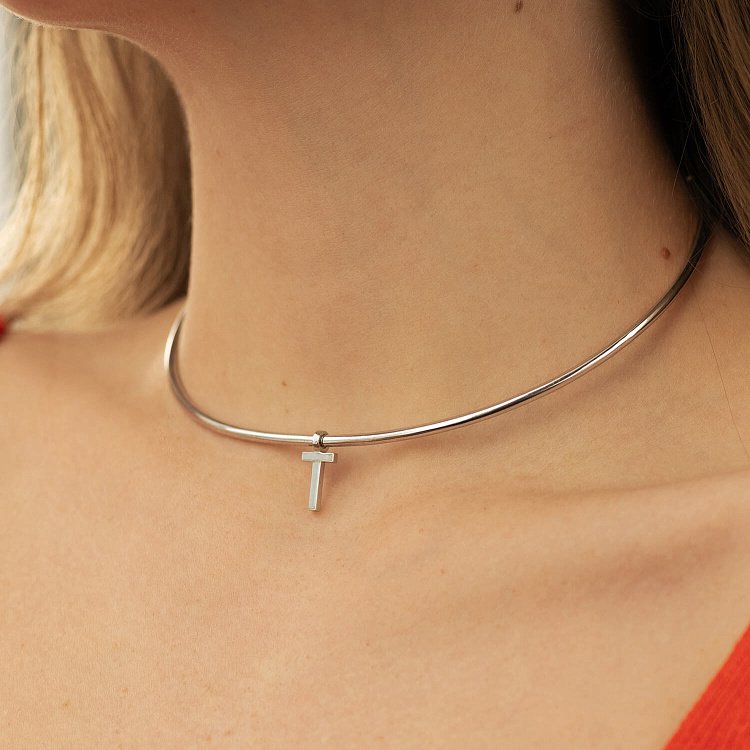 Серебряный кулон "Буква Т" (кулон под чокер) 1105Т от ювелирного магазина Оникс - 2