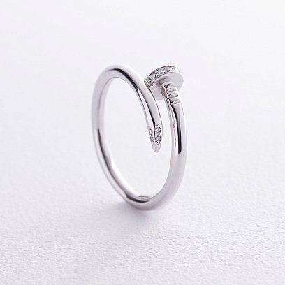 Каблучка "Цвях" з діамантами (біле золото) кб0475м