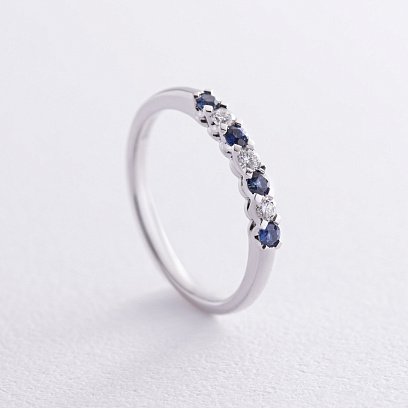 Золота каблучка з сапфірами і діамантами кб0494cha