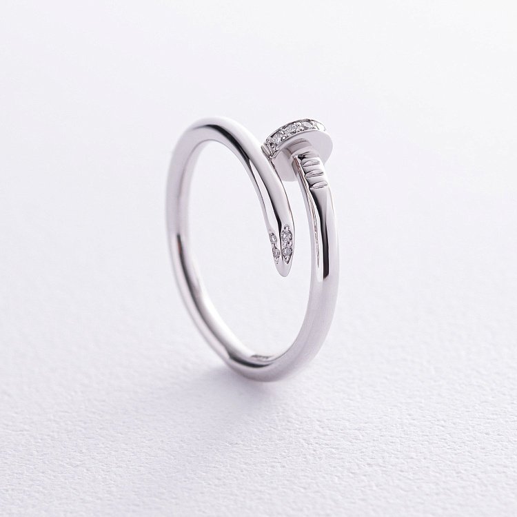 Каблучка "Цвях" з діамантами (біле золото) кб0475м від ювелірного магазину Онікс