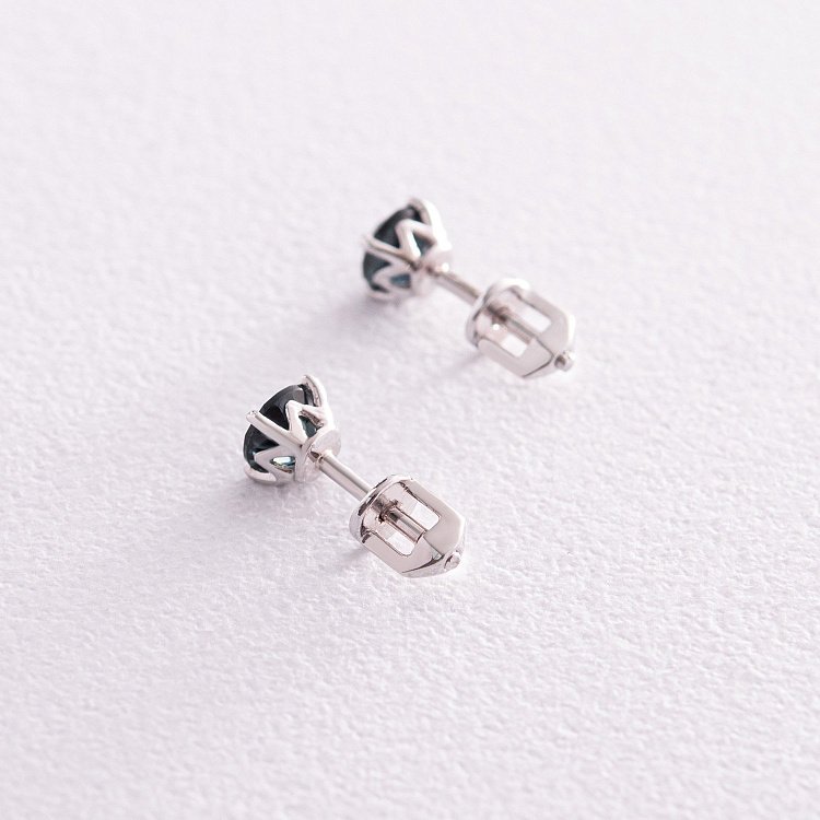 Золоті сережки - пусети з сапфірами сб0390 від ювелірного магазину Онікс - 2