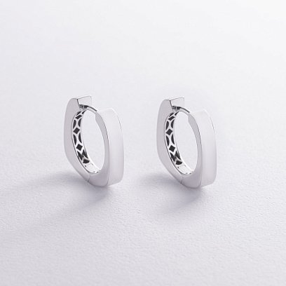 Серьги - кольца "Nora" в белом золоте с09019