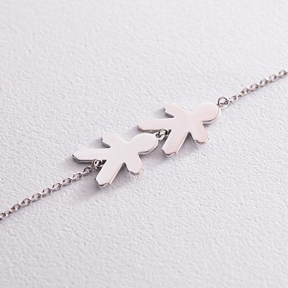 Браслет "Два мальчика" в белом золоте (возможна гравировка) з2089б №3