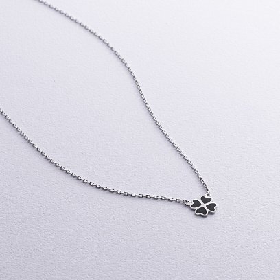 Срібне кольє "Конюшина" (чорна емаль) 181209 №4