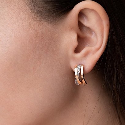 Золоті сережки (фіаніти) с05200 №4