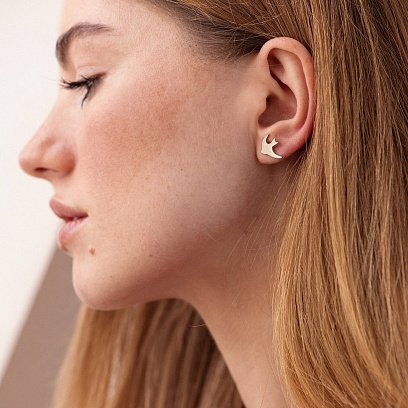 Срібні сережки - пусети "Ластівка" 122468 №3