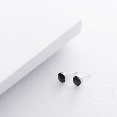 Серебряные серьги-пусеты (эмаль) 122358