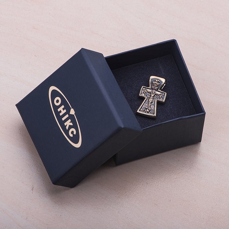 Золотой крест "Распятие. Богоявление" п02637 от ювелирного магазина Оникс - 2