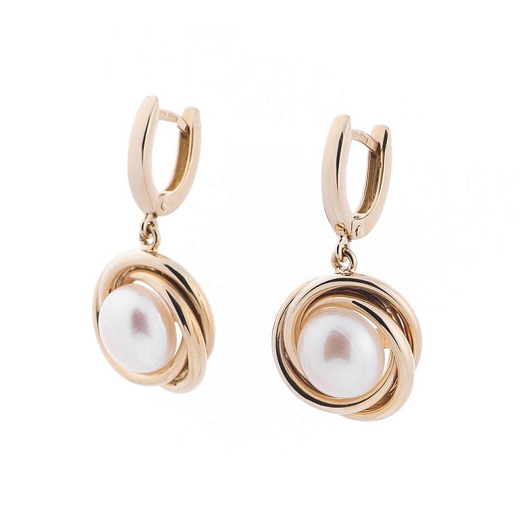 Золотые серьги (культ. пресн. жемчуг) с04963 от ювелирного магазина Оникс