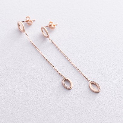 Золотые серьги на цепочке (фианиты) с07269 №2