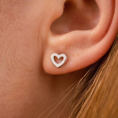 Срібні сережки - пусети "Сердечка" 122751 №5