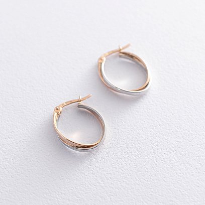 Сережки "Сплетіння" (червоне і біле золото) с07084 №2