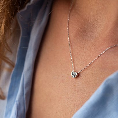 Кольє "Сердечко" з фіанітами (біле золото) кол02291 №4