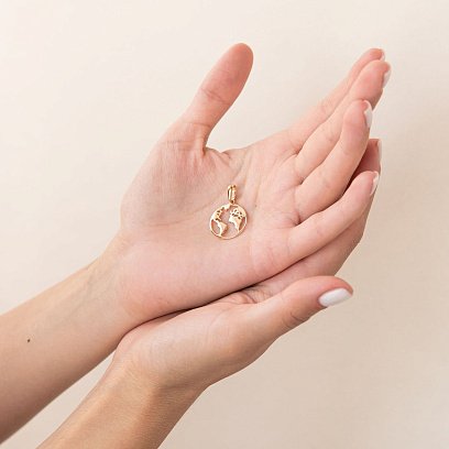 Подвеска "Планета Земля" в красном золоте п03454 №2