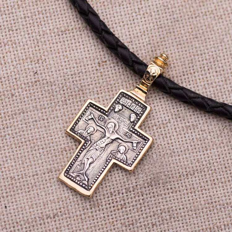 Срібний хрестик з позолотою 131642 від ювелірного магазину Онікс