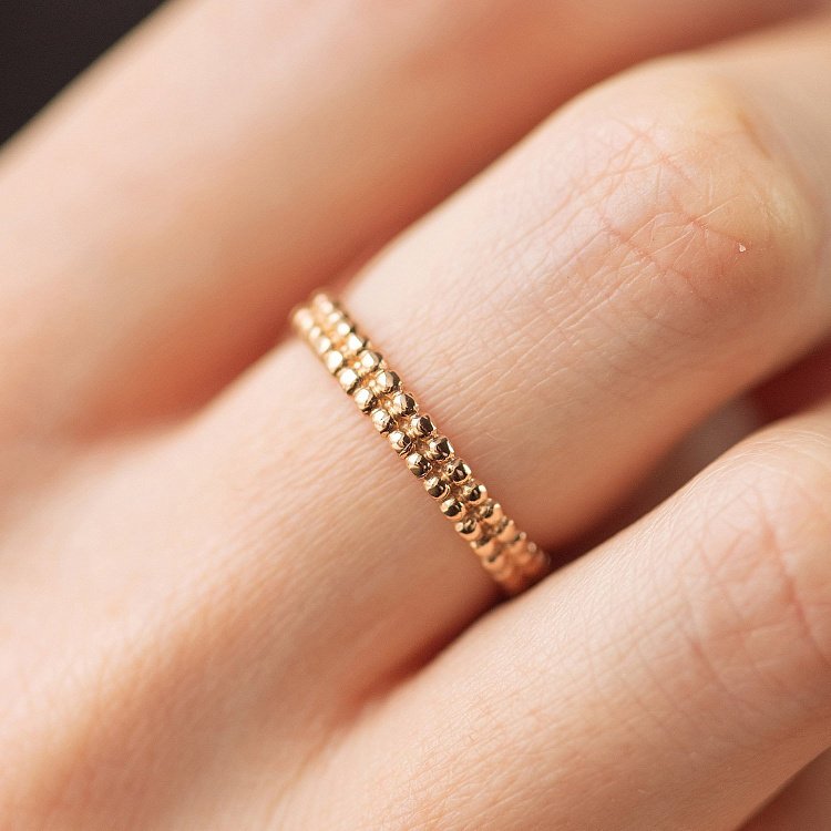 Кольцо "Шарики" в красном золоте к07528 от ювелирного магазина Оникс - 4