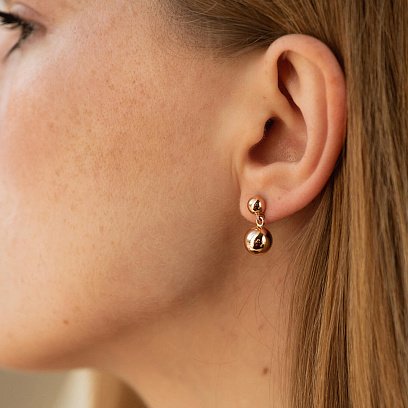 Серьги - пусеты "Margo" с шариками (красное золото) с08239 №4