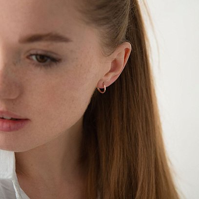 Сережки - кільця в червоному золоті (1.2 см) с01873 №2