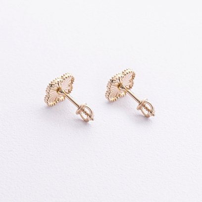 Сережки - пусети "Конюшина" в жовтому золоті с09206 №3