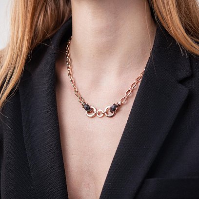 Золотое колье "Пантера" (черные фианиты) кол01908 №2