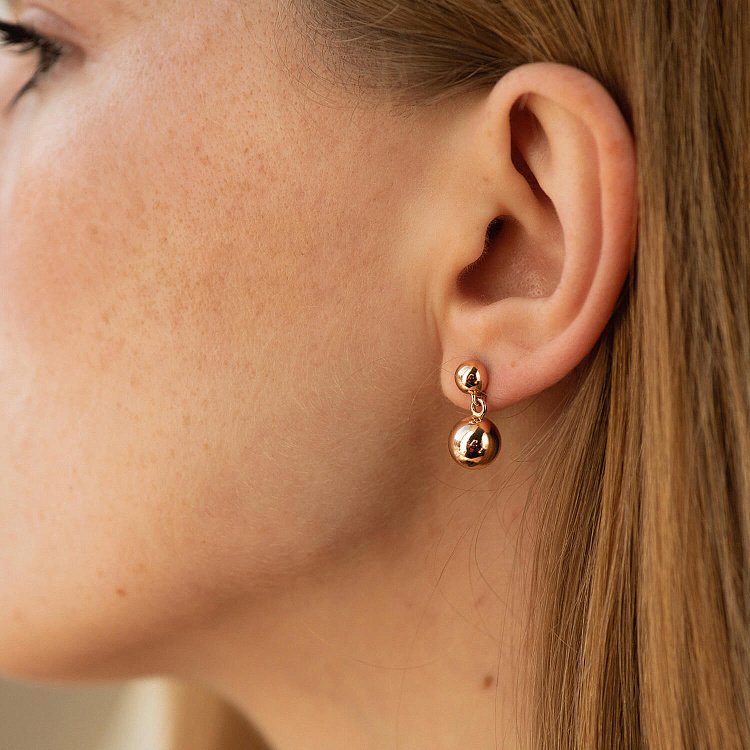 Серьги - пусеты "Margo" с шариками (красное золото) с08239 от ювелирного магазина Оникс - 3