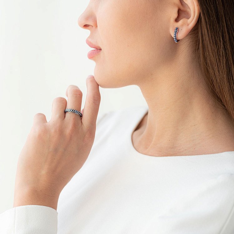 Золоті сережки (синій сапфір) сб0253sth від ювелірного магазину Онікс - 3