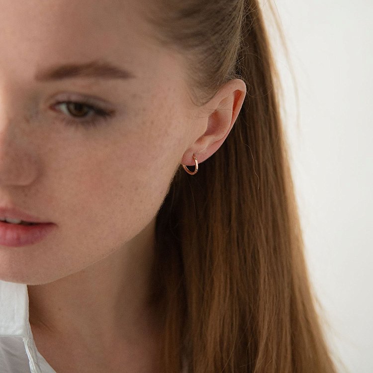 Сережки - кільця в червоному золоті (1.2 см) с01873 від ювелірного магазину Онікс - 1