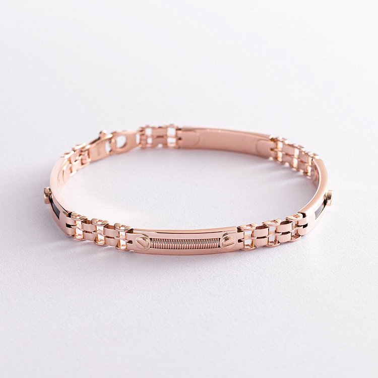 Чоловічий браслет у червоному золоті (онікс) б05017 від ювелірного магазину Онікс