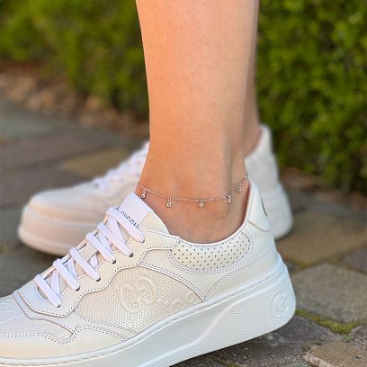 Срібний браслет на ногу з фіанітами 141599 №7