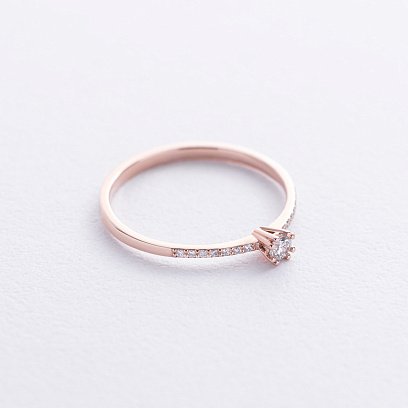 Заручальна каблучка з діамантами (червоне золото) 229402421 №3