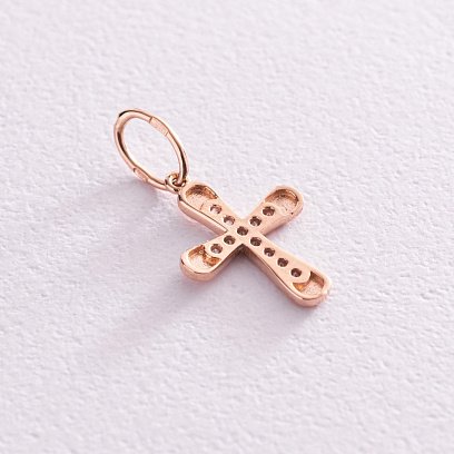 Золотой крестик с белыми фианитами п03629 №3