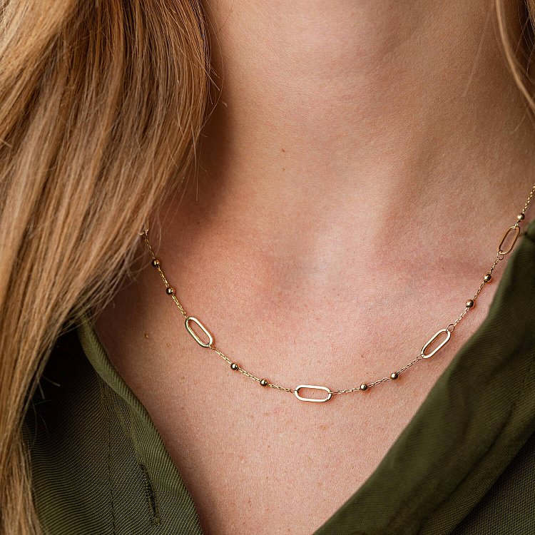 Кольє - ланцюжок "Кульки" у жовтому золоті кол02253 від ювелірного магазину Онікс - 20