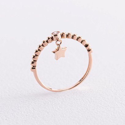 Золота каблучка "Зірочка" з фіанітом к06801 №3