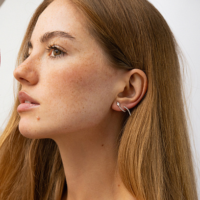 Золоті сережки - пусети "Змії" з діамантами сб0578ca №5