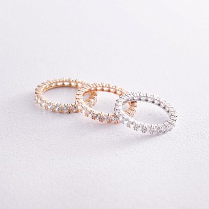 Кольцо "Paris" с дорожкой камней в белом золоте к07202 №5