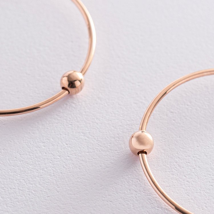 Серьги - кольца "Гармония" в красном золоте с07340 от ювелирного магазина Оникс - 4