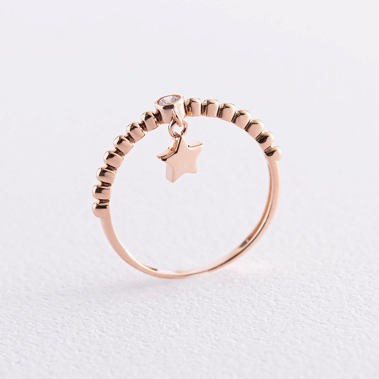 Золота каблучка "Зірочка" з фіанітом к06801 від ювелірного магазину Онікс - 3