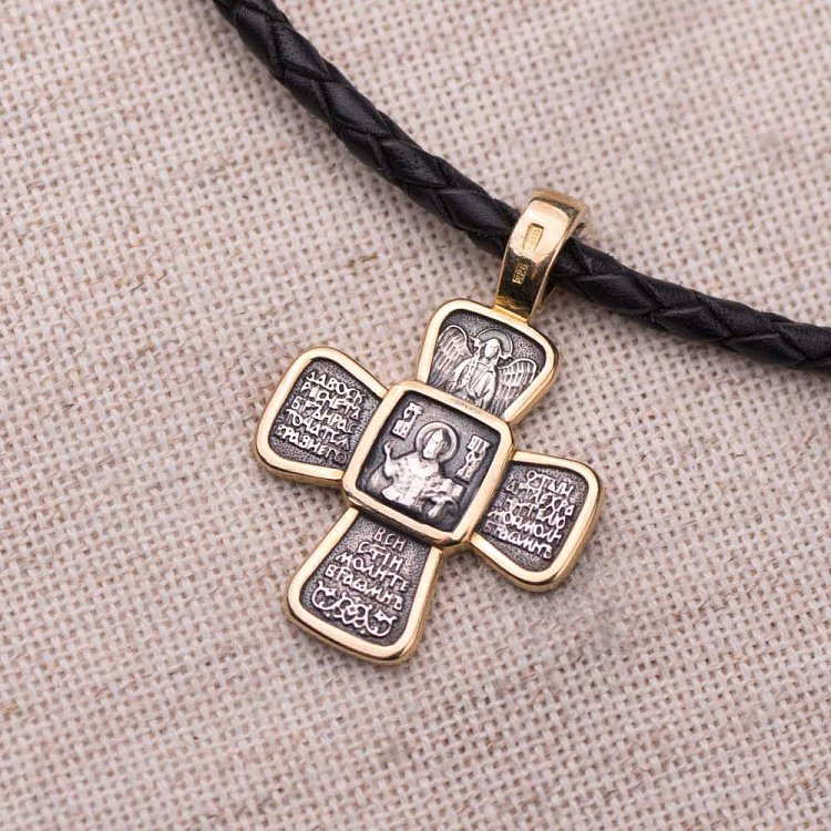 Серебряный крест с позолотой 132289 от ювелирного магазина Оникс - 2