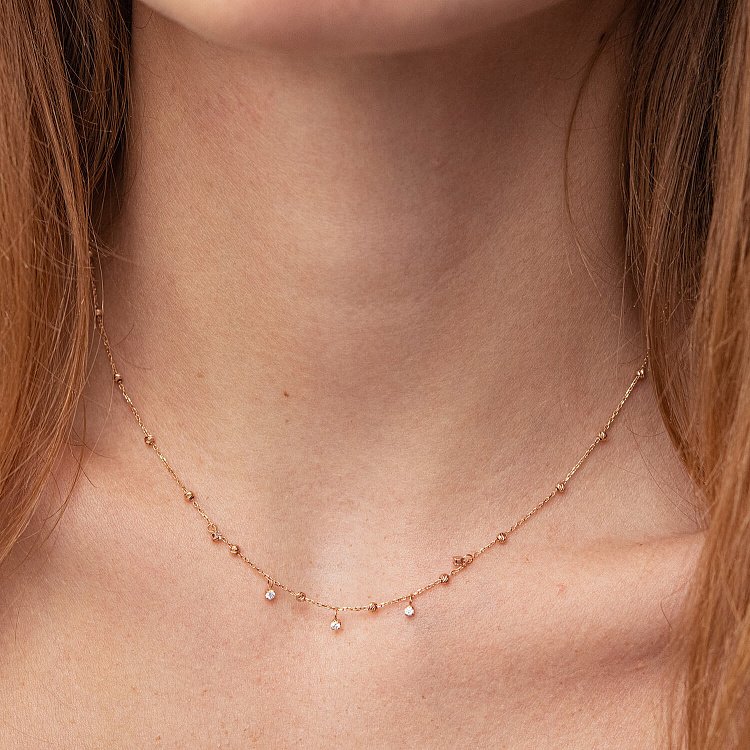 Золоте кольє "Елла" з фіанітами кол02088 від ювелірного магазину Онікс - 3