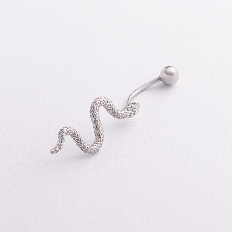 Серебряный пирсинг в пупок "Змея" 6027 от ювелирного магазина Оникс