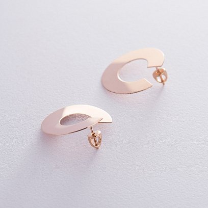 Золоті сережки-пусети Запаморочення (блискучі) с06465 №4