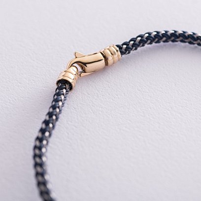 Браслет з металізованим шнуром і золотими вставками б04054 №3