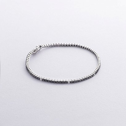 Браслет Теннис в белом золоте с черными и белыми бриллиантами 539261222