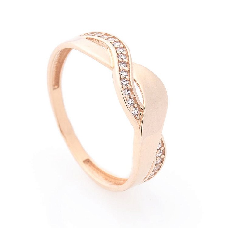 Золота каблучка (фіаніти) к05803 від ювелірного магазину Онікс