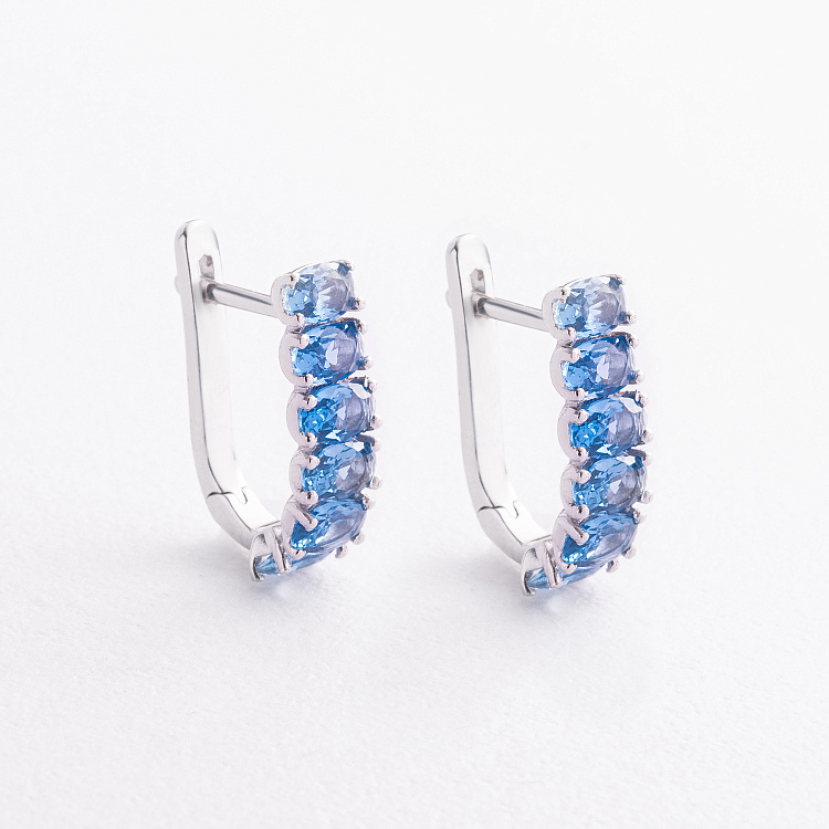Серебряные серьги (кварц London Blue) 2483/1р-QLB от ювелирного магазина Оникс
