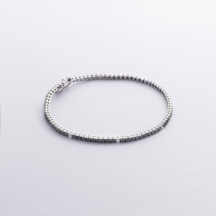 Браслет Теннис в белом золоте с черными и белыми бриллиантами 539261222 Браслет Теннис в белом золоте с черными и белыми бриллиантами 539261222 от ювелирного магазина Оникс