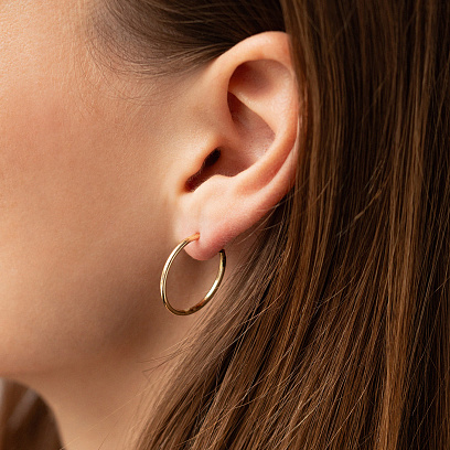 Сережки - кільця в жовтому золоті с09224 №2