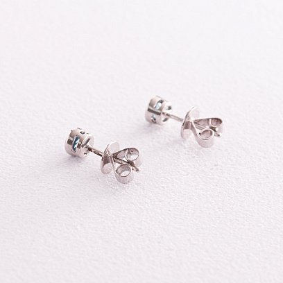 Золотые серьги - пусеты с голубыми топазами сб0428gl №5