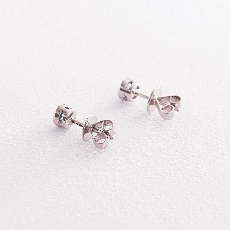 Золотые серьги - пусеты с голубыми топазами сб0428gl от ювелирного магазина Оникс - 4